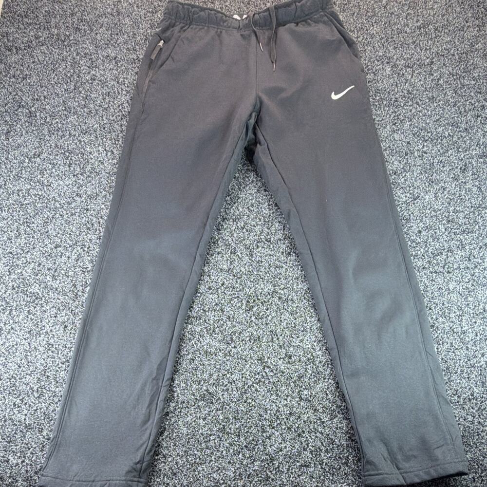 Nike Therma-FIT Pants Menโs Medium Black Straight Leg Drawstring Swoosh